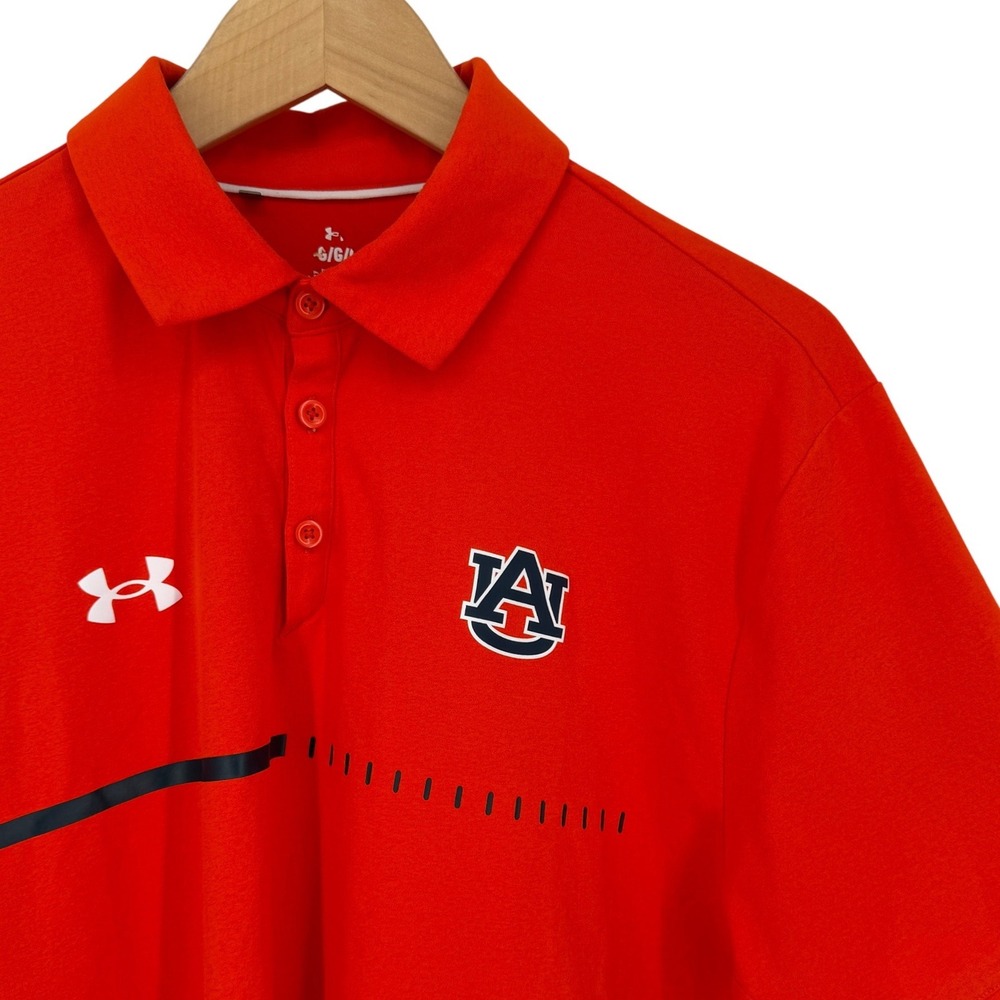 Under Armour Auburn Tigers Mens Large Orange Short Sleeve Performance Polo Shirt